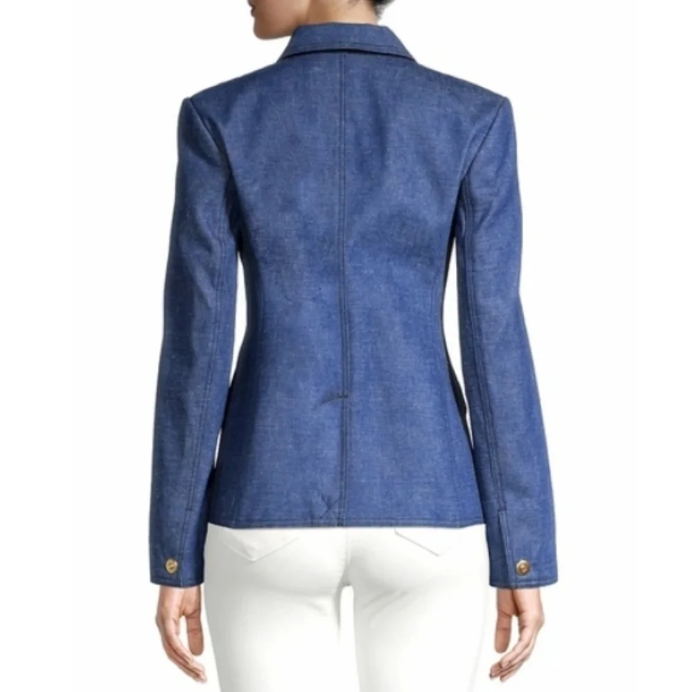 New Tory Burch Raw Denim Unwashed Rinse Blazer/Suit Jacket NWT Size 8